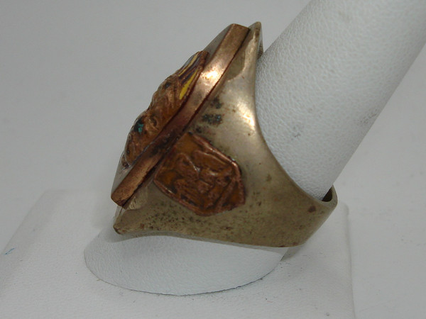 Vintage Mexican Indian Biker Ring | 1940s-50s Era, Size 9.5
