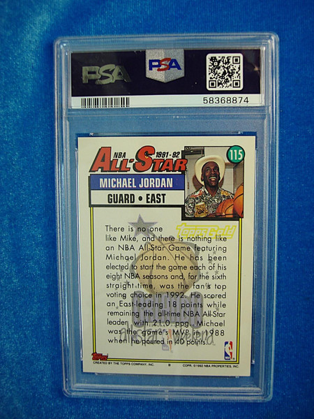 PSA 8 1992 Topps Gold Michael Jordan #115 All-Star Basketball Card - NM-MT