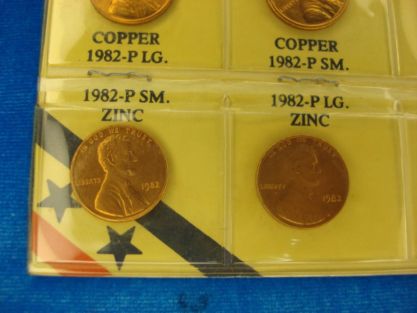 1982 Lincoln Cents Variety Set (7-Coin) - Uncirculated P & D Mint Mark