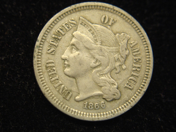 1870 Three Cent Nickel - Rare Odd Denomination Coin, Excellent Detail & Condition