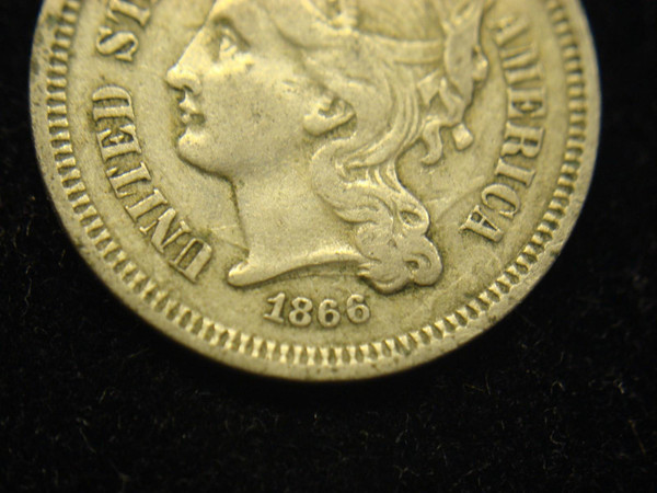 1870 Three Cent Nickel - Rare Odd Denomination Coin, Excellent Detail & Condition