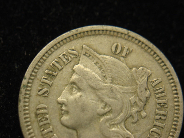 1870 Three Cent Nickel - Rare Odd Denomination Coin, Excellent Detail & Condition
