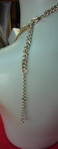 Vintage Gold-Tone Necklace with Jade Stones & Heavy Chain (24-27 inch)