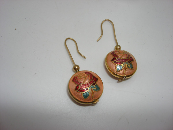 Vintage Cloisonne Enamel Earrings (2 Pairs) - Colorful, Estate Collection