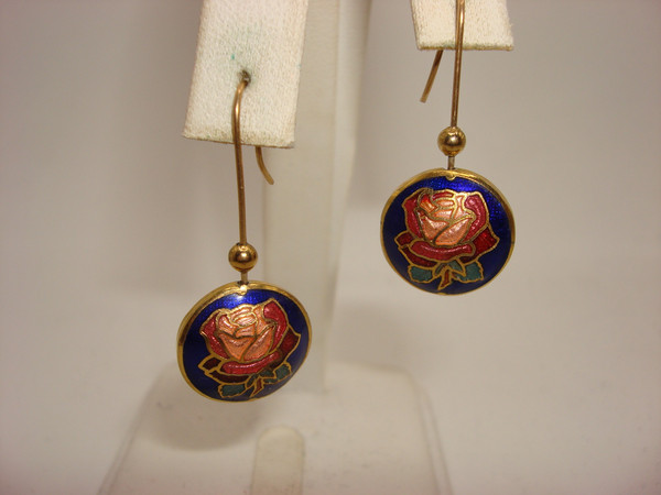 Vintage Cloisonne Enamel Earrings (2 Pairs) - Colorful, Estate Collection