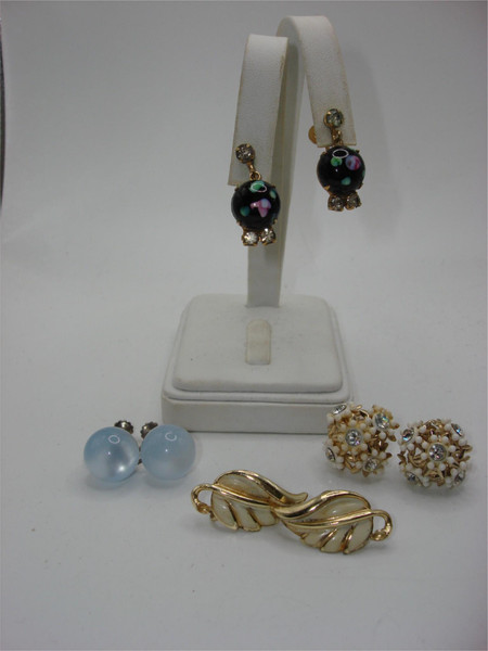 Vintage Screw Back Earrings Lot - Coro, Sterling Moonstone & More (1950s-60s)