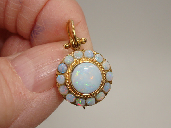 Antique 14K Gold Fiery Opal Earrings | 2.5 CTW, Halo Design & French Wires