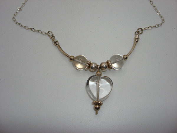 Vintage Sterling Silver Smoky Quartz Heart Pendant Necklace | 925 Silver, 17+5 Inch