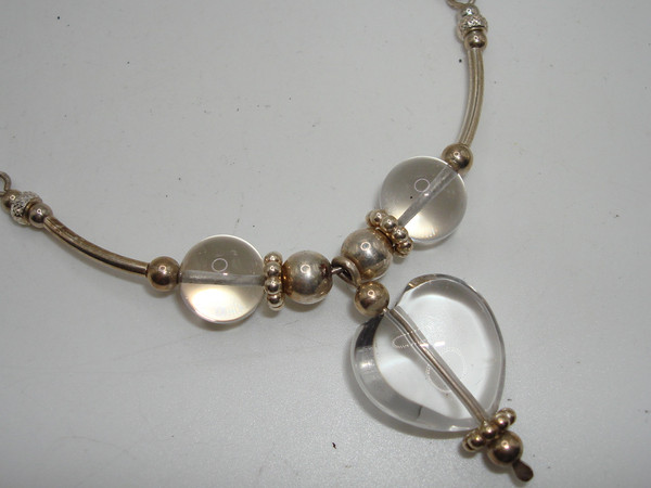 Vintage Sterling Silver Smoky Quartz Heart Pendant Necklace | 925 Silver, 17+5 Inch