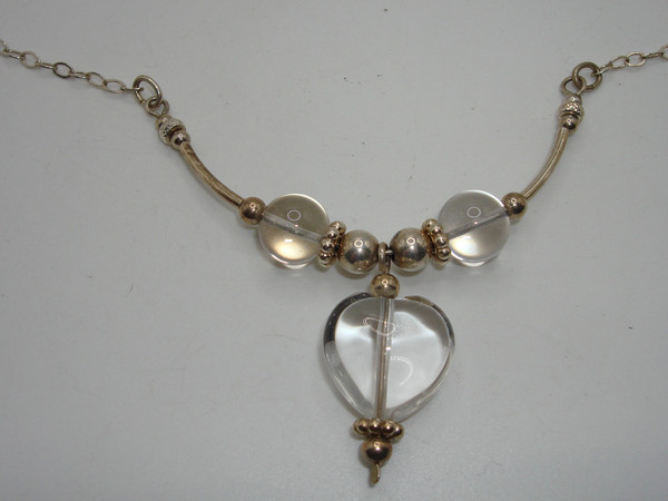 Vintage Sterling Silver Smoky Quartz Heart Pendant Necklace | 925 Silver, 17+5 Inch
