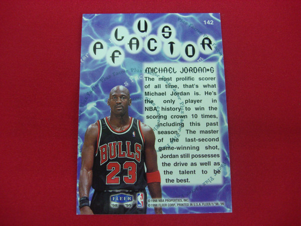 Michael Jordan 1998-99 Fleer Tradition Plus Factor #142 Chicago Bulls Trading Card - Professionally Protected