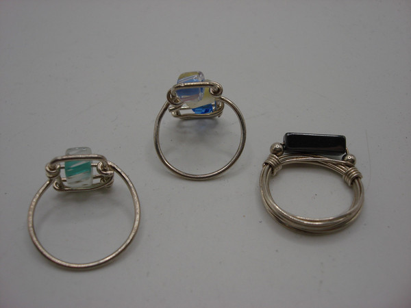 Vintage Sterling Silver Wire Wrapped Rings Set of 3 - Size 4.5 & 6