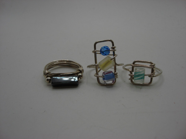 Vintage Sterling Silver Wire Wrapped Rings Set of 3 - Size 4.5 & 6