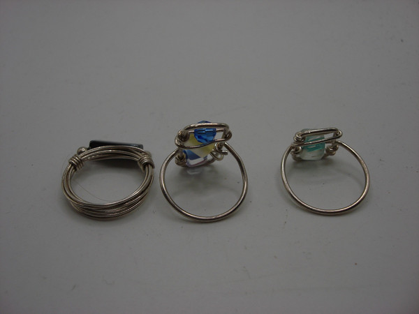 Vintage Sterling Silver Wire Wrapped Rings Set of 3 - Size 4.5 & 6