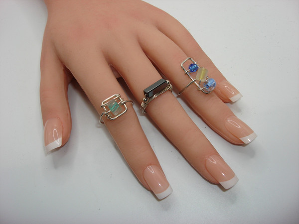 Vintage Sterling Silver Wire Wrapped Rings Set of 3 - Size 4.5 & 6