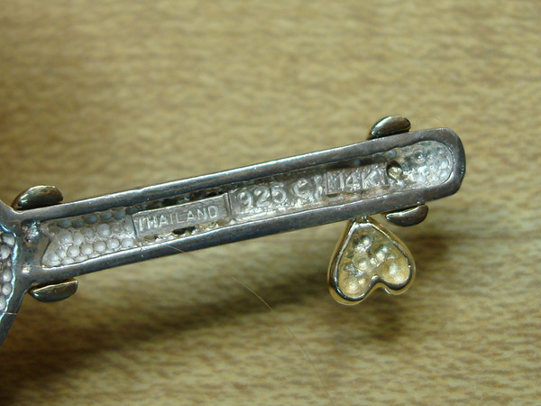 Vintage Sterling Silver & 14K Gold Heart Key Pin - Handcrafted Jewelry
