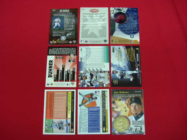 1997 Jay Buhner Pinnacle Mint Baseball Card Lot (9 Cards) w/ Coin, Mariners